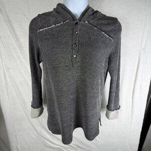 Simply Noelle women's top gray knit hooded size L/XL long sleeve
